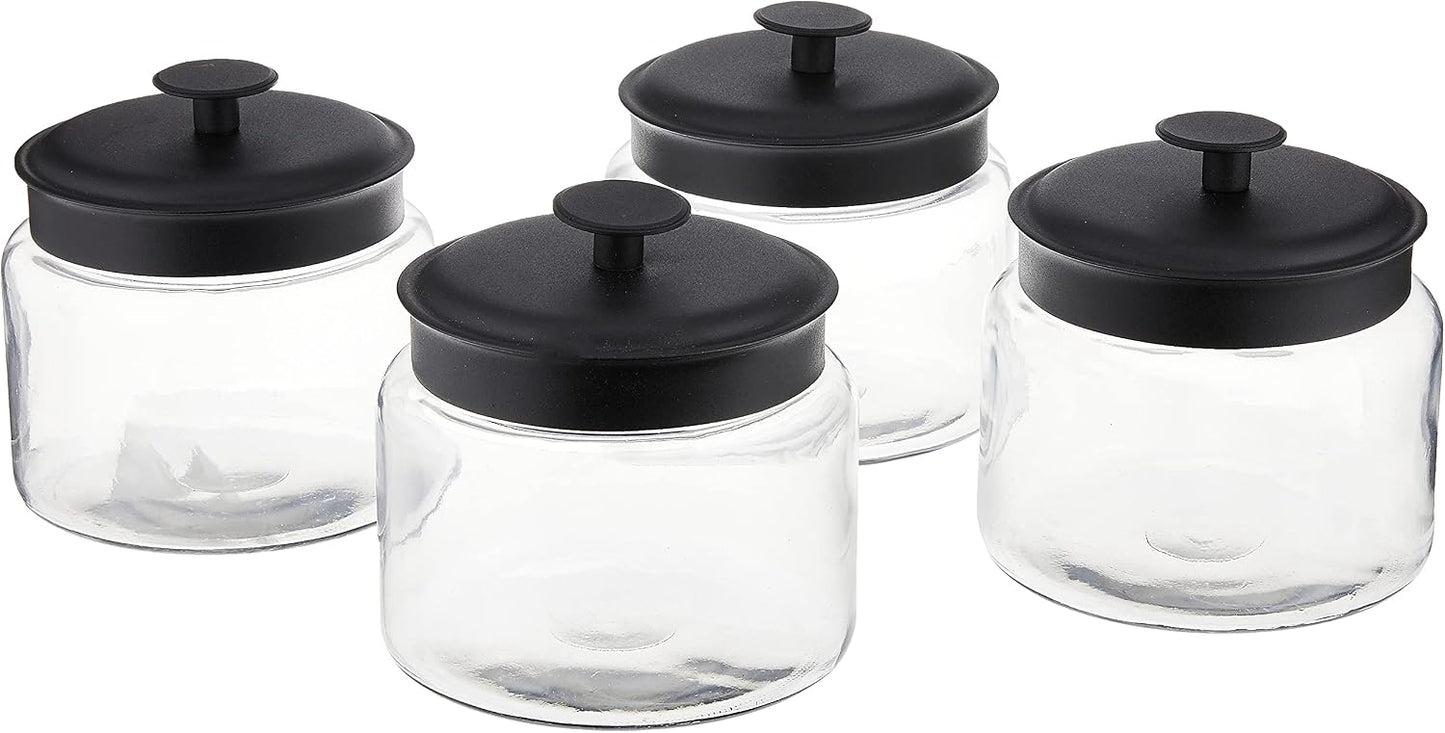 Anchor Hocking FBA_COMIN18JU056847 3-Piece Montana Jar Set, Multi (Set of 3), Black Metal