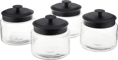 Anchor Hocking FBA_COMIN18JU056847 3-Piece Montana Jar Set, Multi (Set of 3), Black Metal