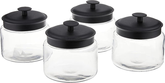 Anchor Hocking FBA_COMIN18JU056847 3-Piece Montana Jar Set, Multi (Set of 3), Black Metal