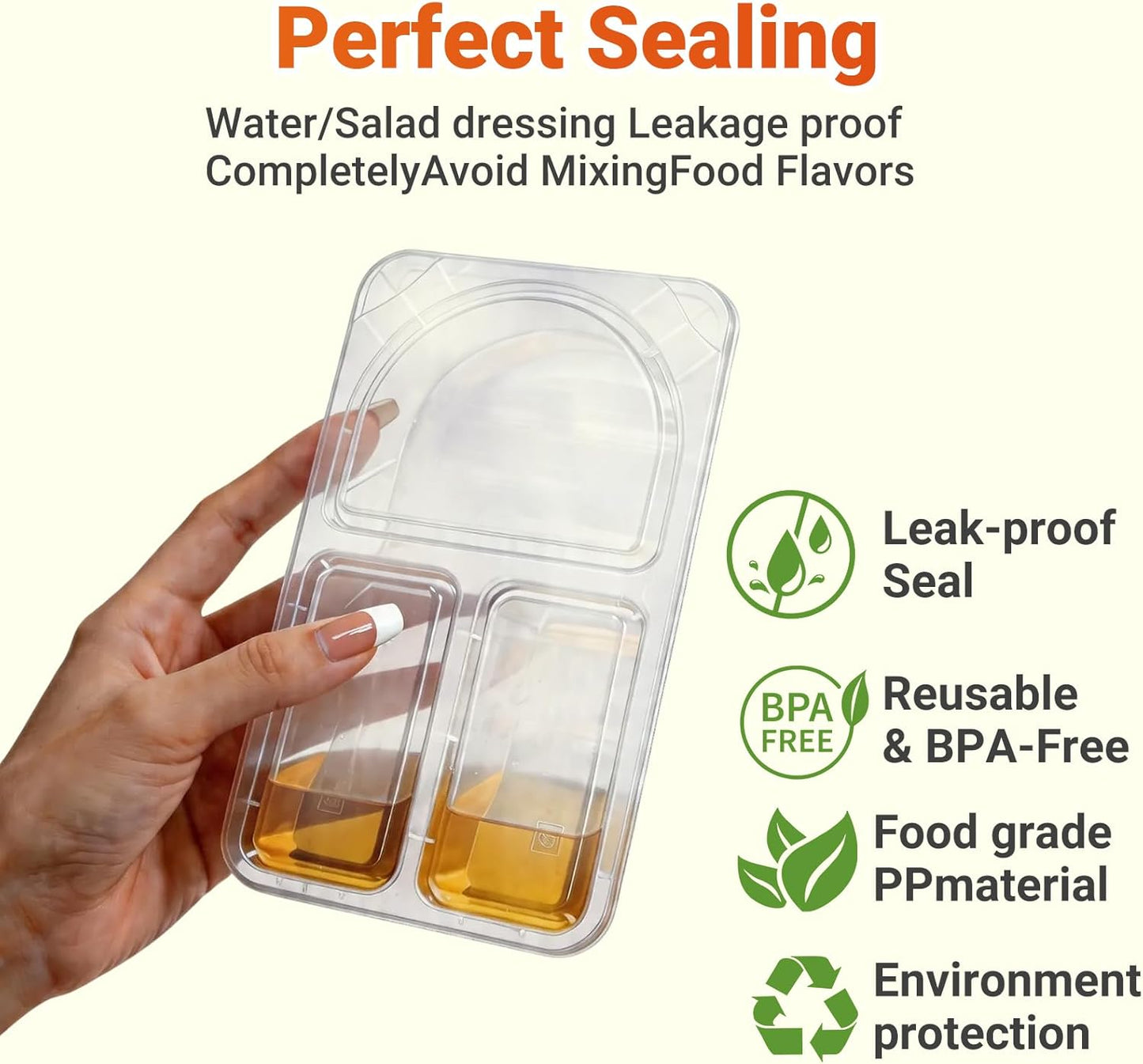 3 Compartment Snack Containers with Lids & 9oz Meal Prep Containers, Reusable Snack Pack Containers, BPA-Free Leakproof Small Food Storage, Perfect for Work, Travel & On-the-Go (10 Sets)