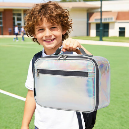 FlowFly Kids Lunch box Insulated Soft Bag Mini Cooler Back to School Thermal Meal Tote Kit for Girls, Boys, Black