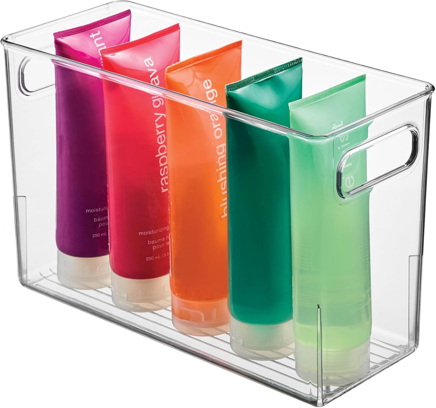 iDesign Tall Plastic Storage Bin with Handles, Set of 4, Clear | For Fridge or Freezer, Made in USA