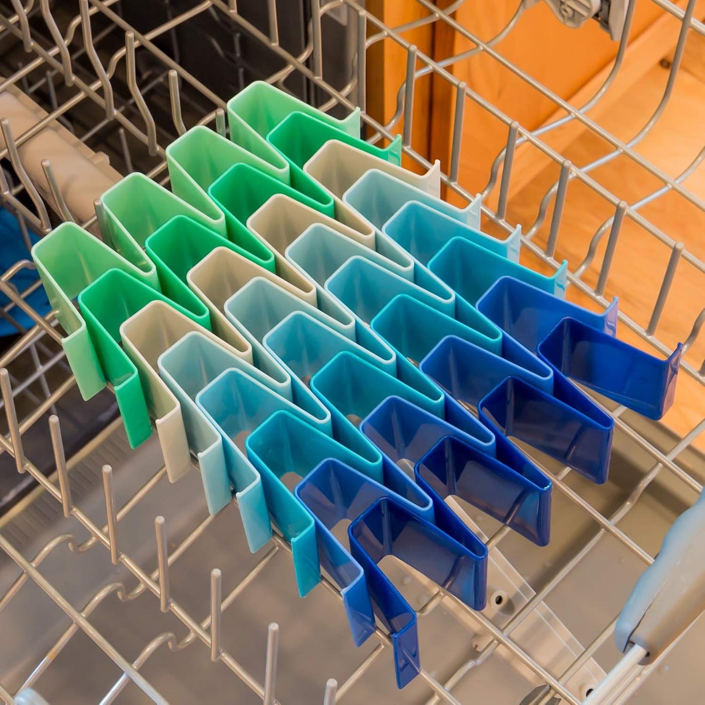 Youngever 8 Pack Plastic Taco Holder Stand, Dishwasher Top Rack Safe, Microwave Safe, Set of 8 Assorted Colors (Coastal)