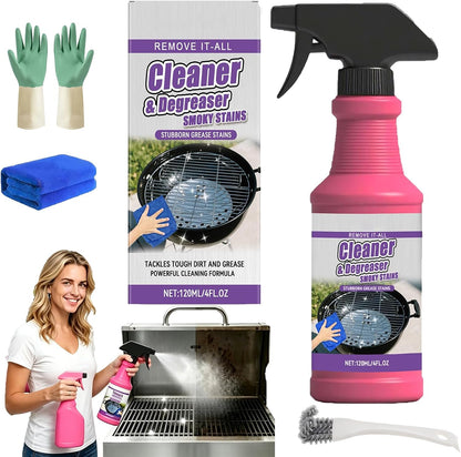 Fast Acting Heavy Duty Grill Degreaser Spray,2026 New BBQ Degreaser Cleaner Heavy Duty,120 ML Outdoor Grills Cleaner,Easily Lifts Baked-On Carbon and Grease,For Kitchen Grates and Racks (3PC)