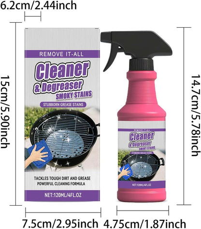 Fast-Acting Heavy-Duty Grill Degreaser Spray, BBQ Grill Cleaner Spray for Outdoor Grills, Safe Heavy Duty Cleaner for Burnt Food & Grease, for Stubborn Splatters, Stove Top, Grill, Drip Pans (1PCS)