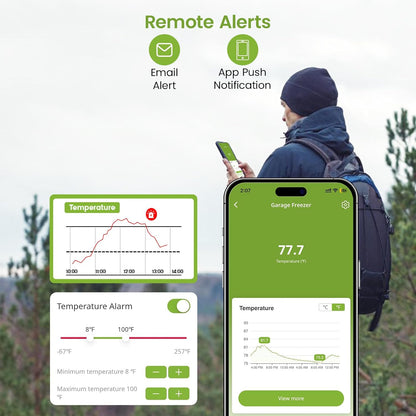 MOCREO WiFi Freezer Alarm Refrigerator Thermometer, App & Email Alerts