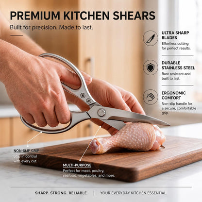 Kitchen Shears Heavy Duty 8.5", Multipurpose Food Scissors for Meat Chicken