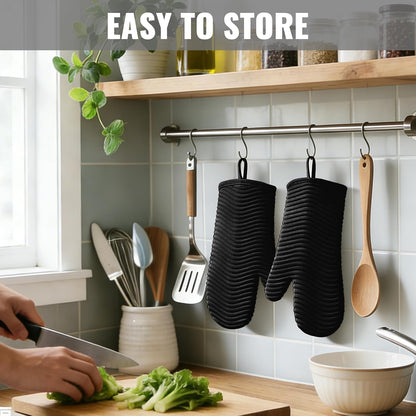 Yutat Silicone Oven Mitts - Oven Mitts and Pot Holders Sets Made of Non-Slip & BPA-Free Silicone, High Heat Resistant 500 Degrees, Perfect for Kitchen Cooking Baking BBQ, Peak Green