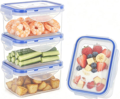 KIGI Airtight Reusable Meal Prep Containers, Leak-Proof & Stackable, 4-Sided Locking Lids, Ideal for Food Storage, Lunch & Leftovers, Microwave, Freezer & Dishwasher Safe, 39 oz, 4.8 Cup, 12 Piece Set
