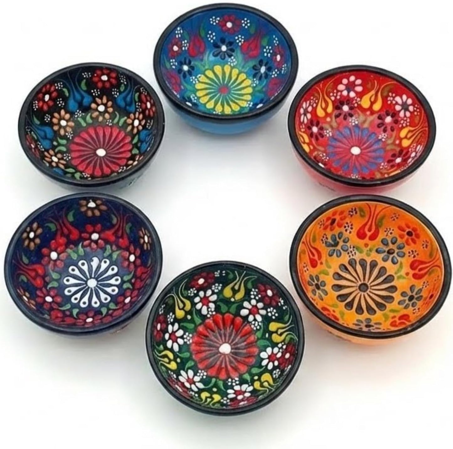 Terracotta Pinch Bowls Set of 8 – Small Ceramic Prep Bowls for Spices, Sauces & Dips – Mini Dipping Bowl for Kitchen Prep, Serving & Charcuterie – Colorful Handmade-Style Bowl