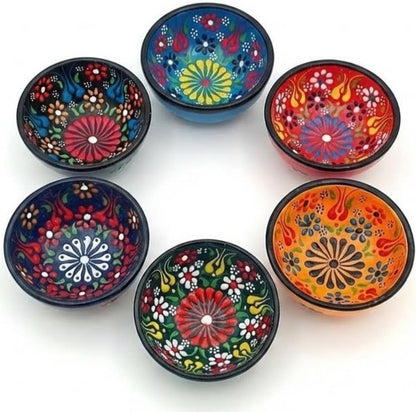 Terracotta Pinch Bowls Set of 8 – Small Ceramic Prep Bowls for Spices, Sauces & Dips – Mini Dipping Bowl for Kitchen Prep, Serving & Charcuterie – Colorful Handmade-Style Bowl