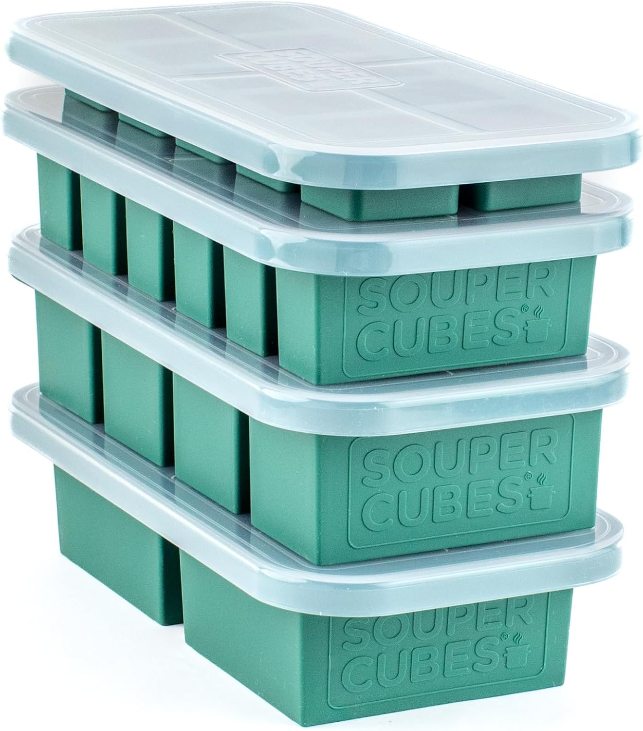 Souper Cubes Silicone Freezer Molds Gift Set, Kale | 2 Tbsp, 1/2 Cup, 1 Cup and 2 Cup Silicone Molds for Food Set, Perfect for Freezing Soup, Grains, Proteins, Herbs and More