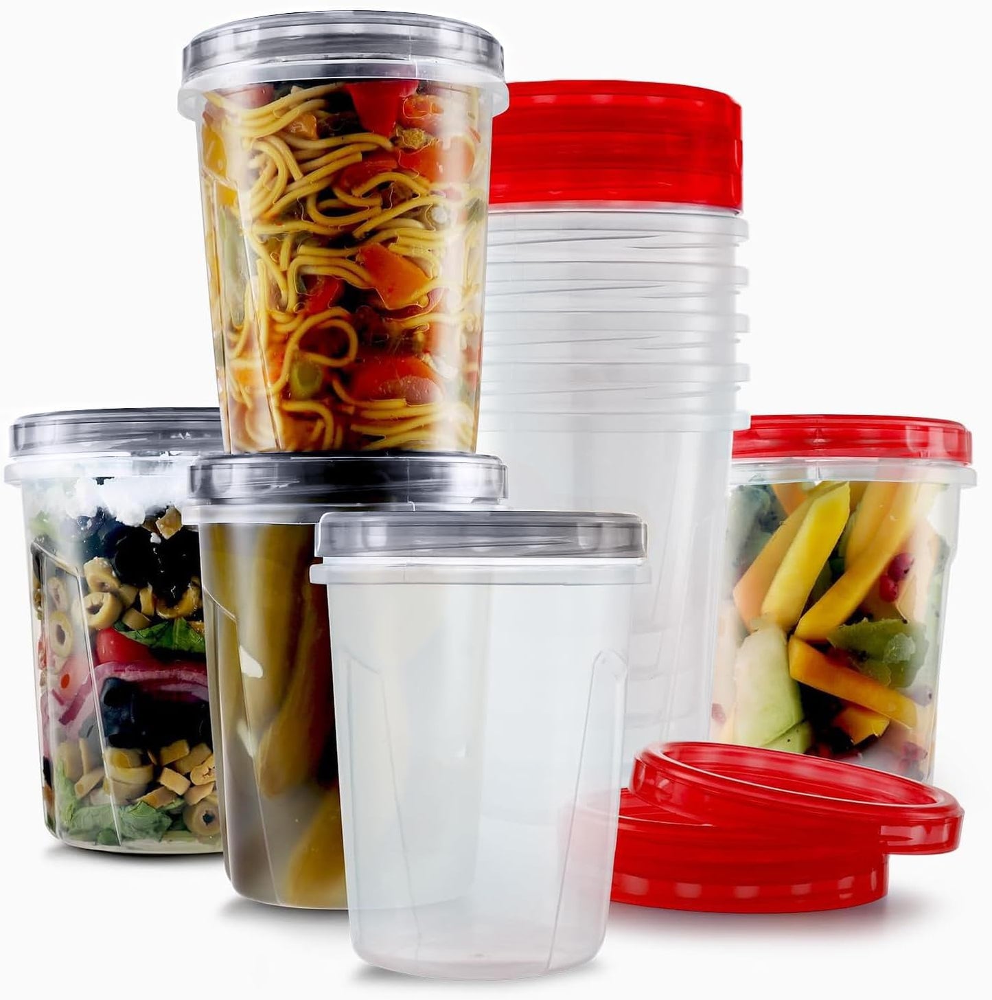 Tafura 10 Pack Leakproof Freezer Containers for Food with Twist Top Lids - 32 Oz BPA Free Reusable Plastic Soup Containers with Screw On Lids - Ideal for Meal Prep, Leftovers & Pantry Organization