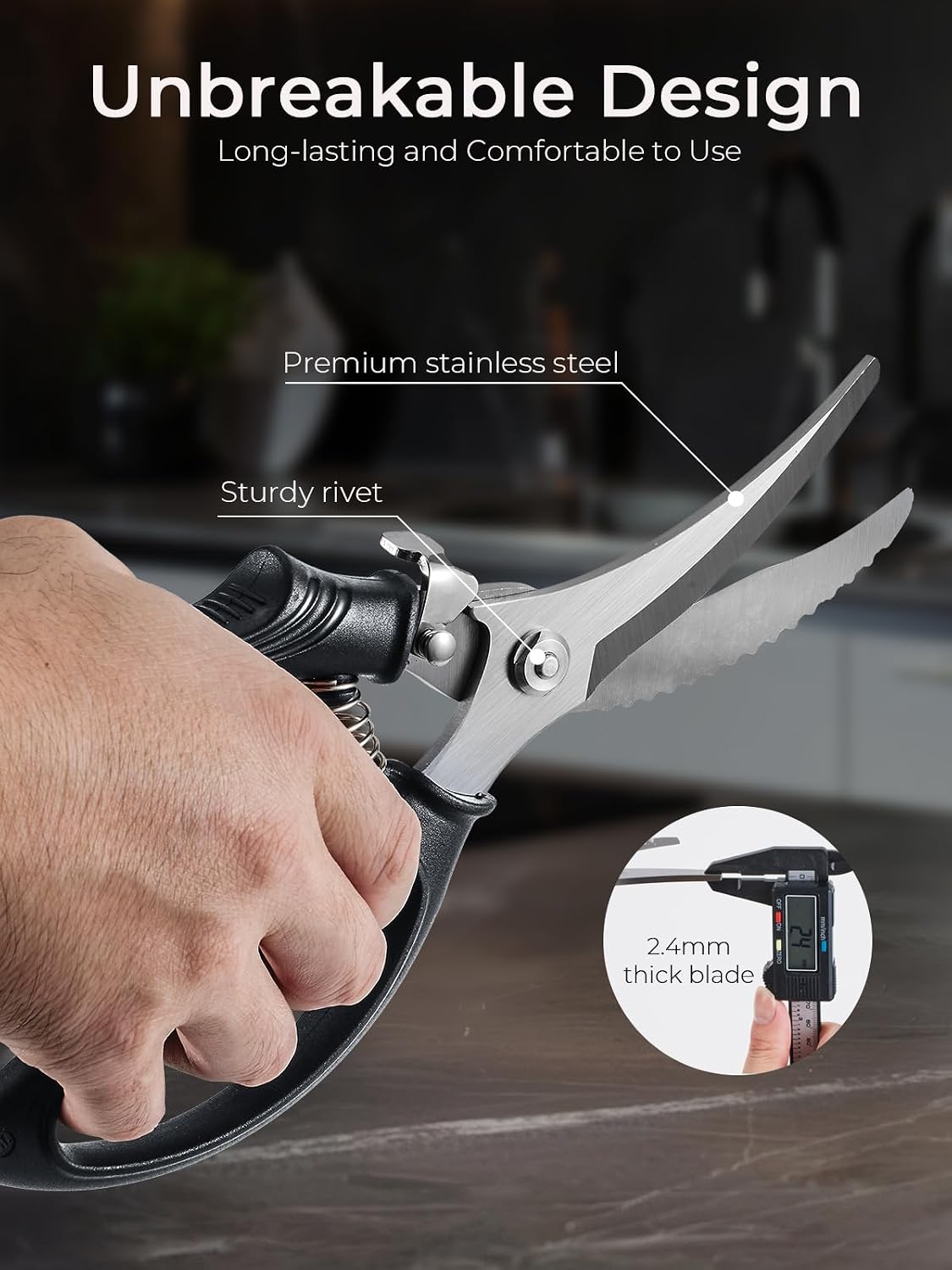 Kitchen Scissors, Forged Stainless Steel Heavy Duty Kitchen Shears, Dishwasher Safe Cooking Scissors for Meat, Poultry & Vegetables