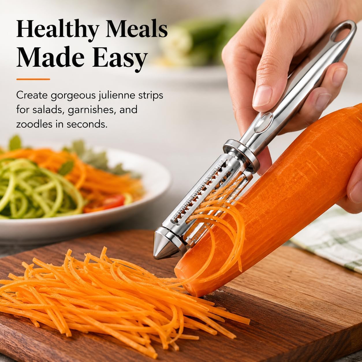Stainless Steel Julienne Peeler, 3-in-1 Vegetable & Potato Peeler
