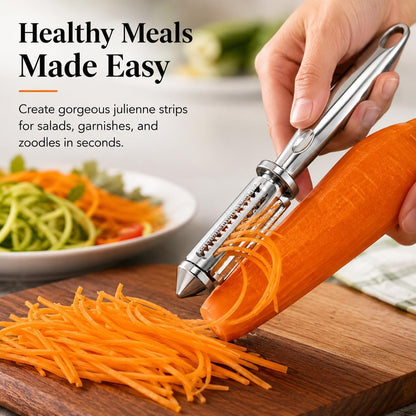 Stainless Steel Julienne Peeler, 3-in-1 Vegetable & Potato Peeler