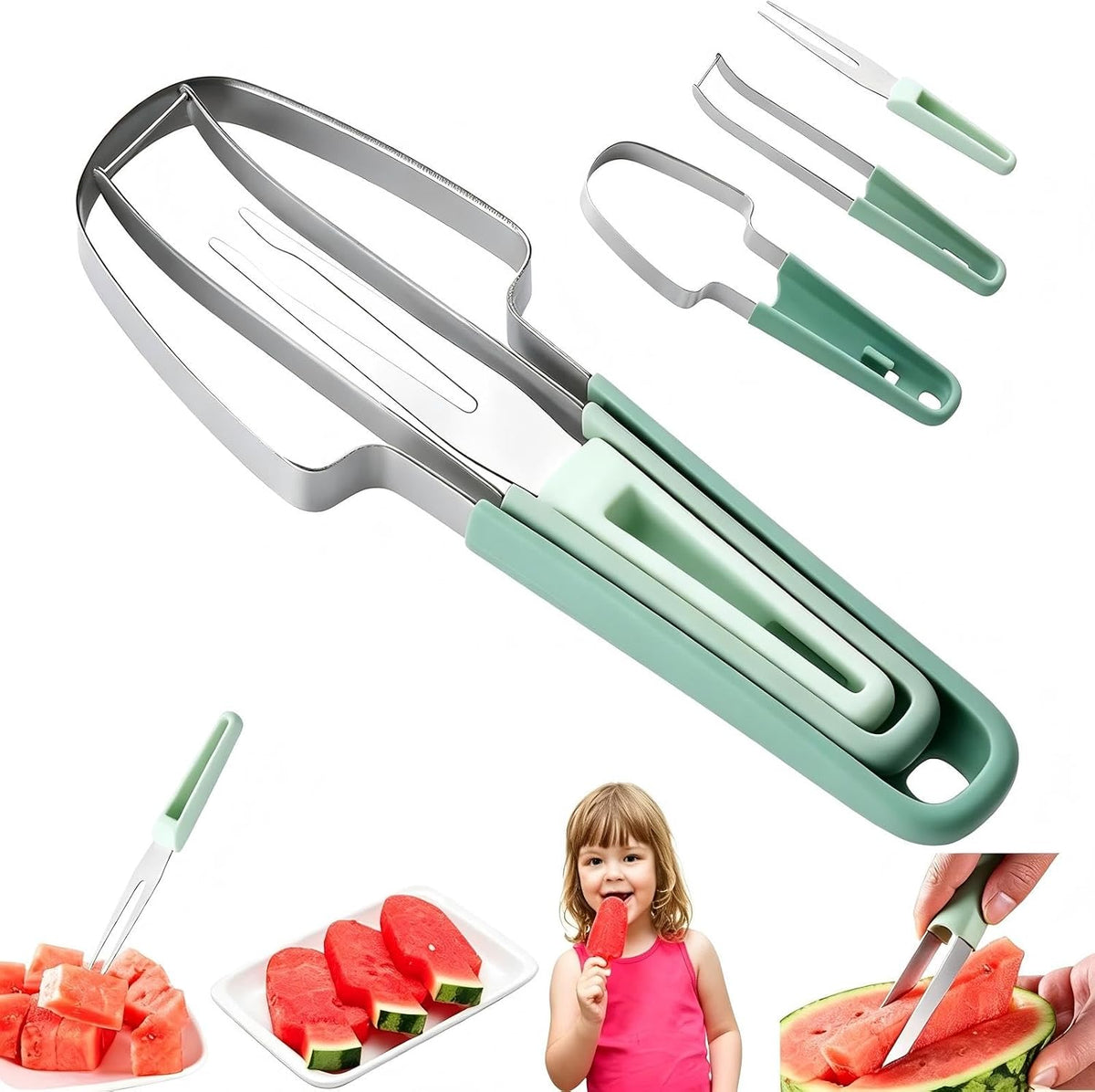 3-in-1 Stainless Steel Watermelon Cutter Slicer Tool, Popsicle Cutter