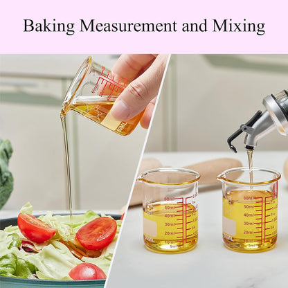 Ackers Mini Glass Measuring Beaker Set, Borosilicate, 2oz 4oz 8oz Measuring Cups