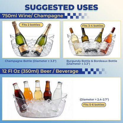 NATGAI 2 Pack Ice Bucket with Scoop, 5L Portable Beverage Tub, Drink Cooler for Champagne/Wine/Beer/Beverage, Mimosa Bar, Celebration, Party Supplies