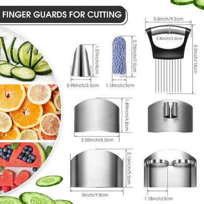 CHENGU 9 Pcs Finger Guard for Cutting Vegetables, Stainless Steel Protector