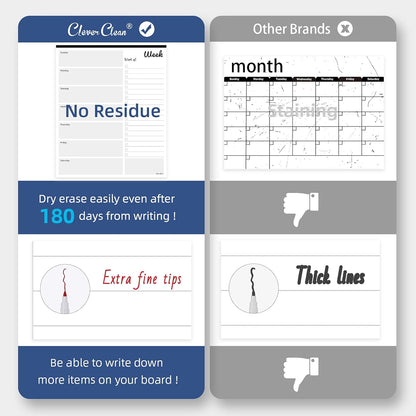 Magnetic Dry Erase Weekly Calendar - 10"x12" Weekly Dry Erase Calendar for Fridge - 6 Extra Fine Point Markers Included - Shipped Flat