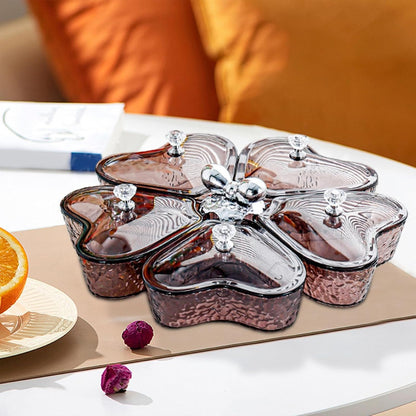 Dried Fruits Tray Candy Snack Plates Platter Appetizer Tray Divided Serving Tray for Cupcake Dried Fruits Family Holiday Home, Clear Grey Bowknot