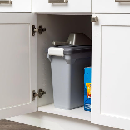 IRIS USA Dog Food Storage Container, Airtight Lid, 2-Cup Scoop, Up to 13 Pounds Pet Food Storage, Versatile Pet Food Bin, Treats, BPA Free, Dark Gray