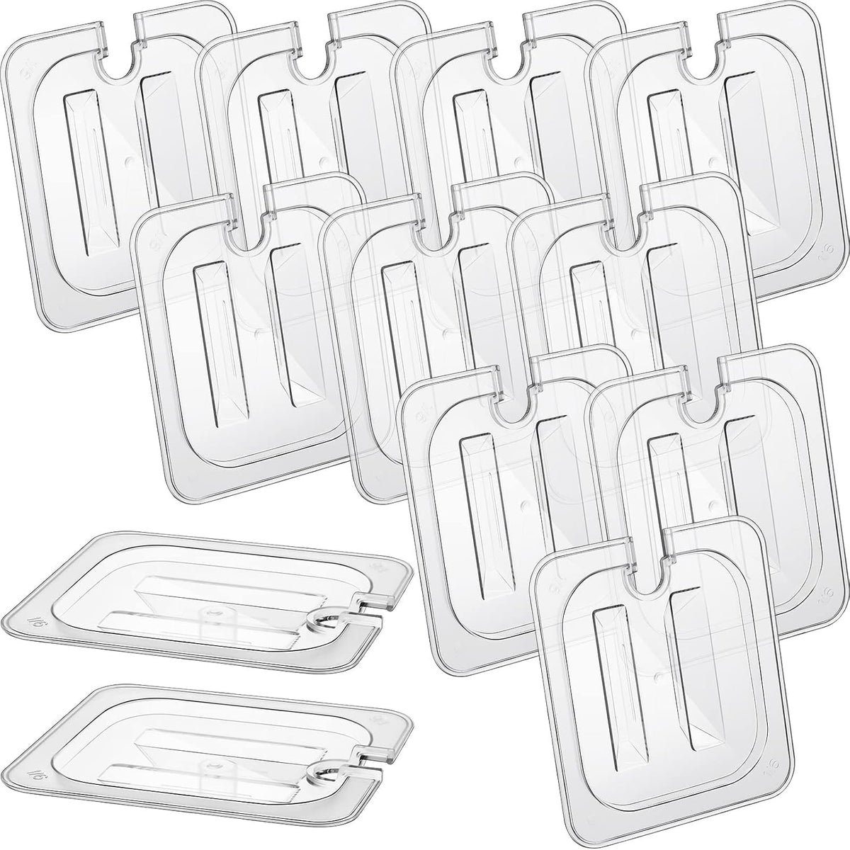 12 Pcs 1/6 Size Food Pan Lids with Handle Polycarbonate Clear Food Pan Lids