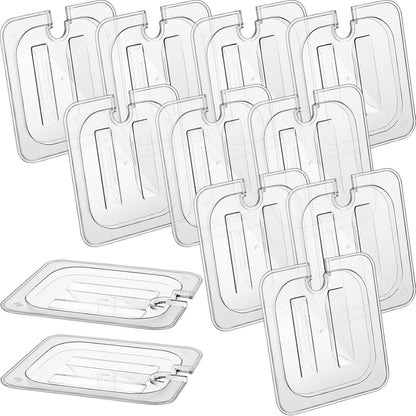 12 Pcs 1/6 Size Food Pan Lids with Handle Polycarbonate Clear Food Pan Lids