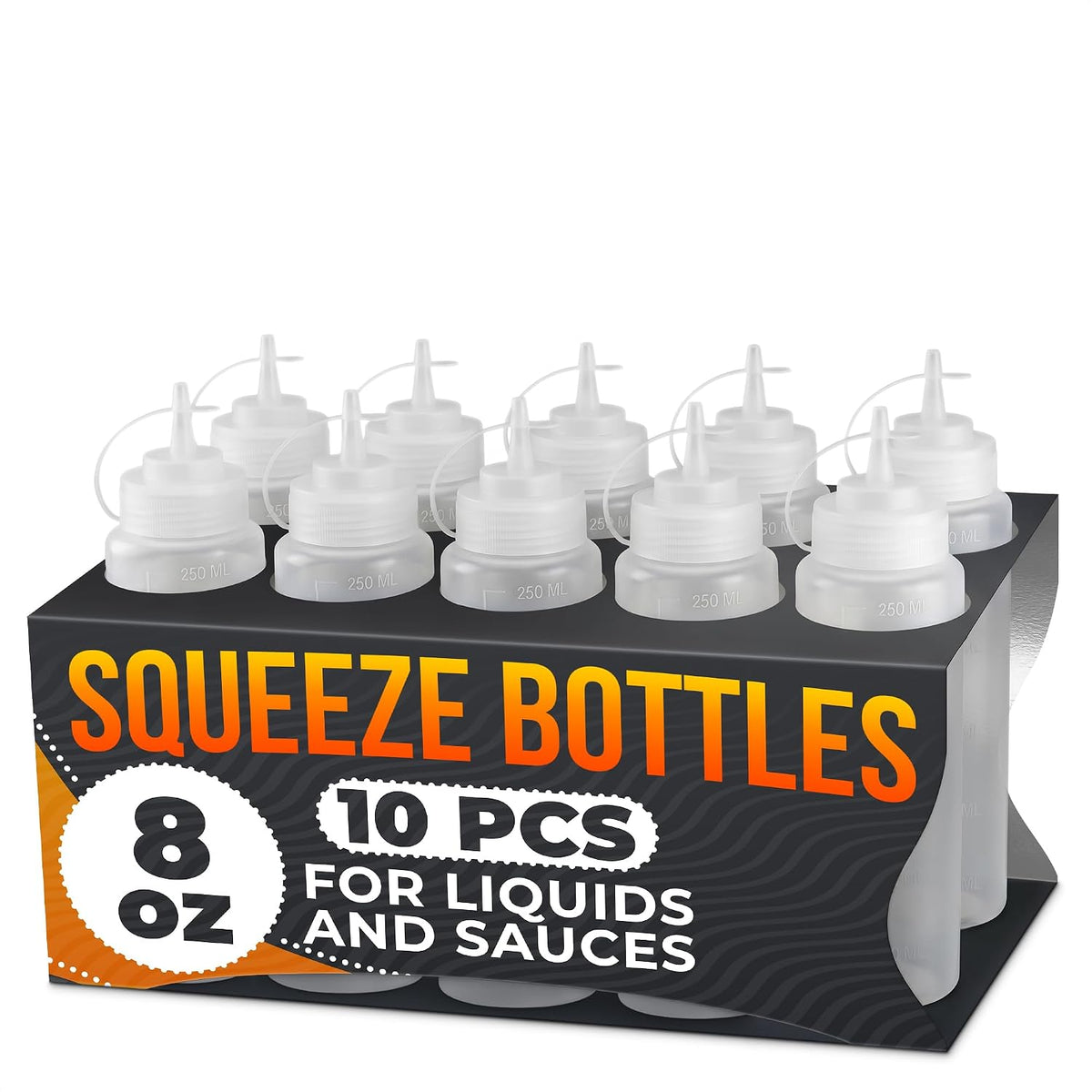 BURIUS Inverted Condiment Squeeze Bottles 16 oz for Sauces, Honey