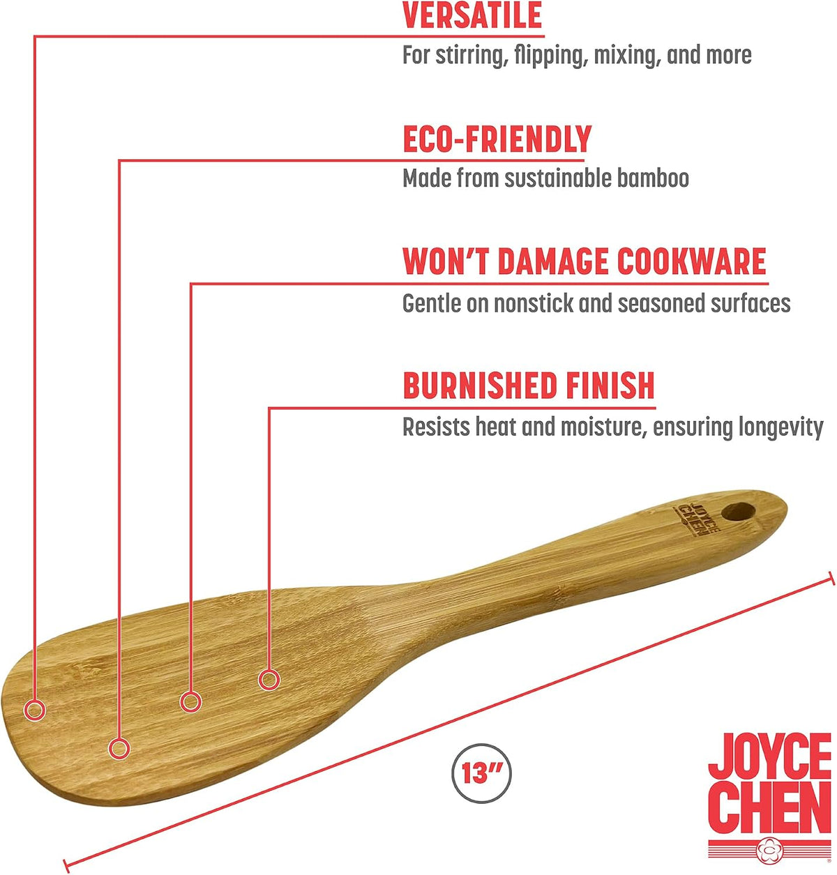 Joyce Chen Burnished Bamboo Wok Spatula, 15-Inch