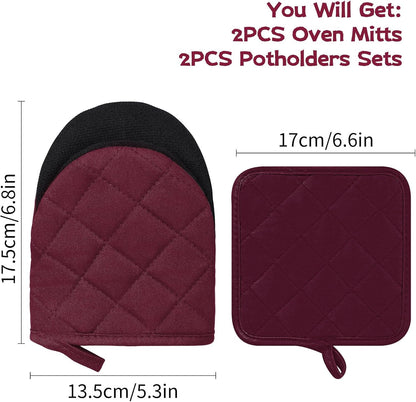 Goldmeet Mini Oven Mitts 2-Pack, 7"x5.5", 500°F Silicone Grip, Gray