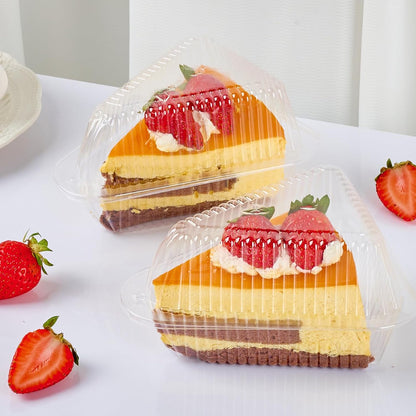 Zezzxu 100 Pack Cake Slice Containers, Clear Plastic Pie Slice Containers Disposable Triangle Containers with Lids for Desserts, Cheesecake Carriers, To-Go Slice Cake Boxes