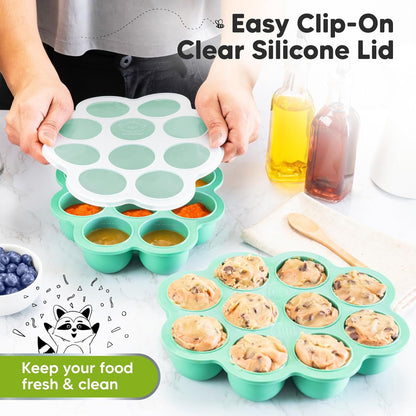 KeaBabies Silicone Food Freezer Trays with Lid, 2oz x 10 Pods Baby Food Storage Containers, Easy Puree Meal Prep, Breast Milk Silicone Freezer Molds, Dishwasher, Microwave Safe, BPA-Free (Slate)
