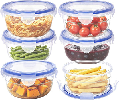 KIGI Airtight Reusable Meal Prep Containers, Leak-Proof & Stackable, 4-Sided Locking Lids, Ideal for Food Storage, Lunch & Leftovers, Microwave, Freezer & Dishwasher Safe, 39 oz, 4.8 Cup, 12 Piece Set