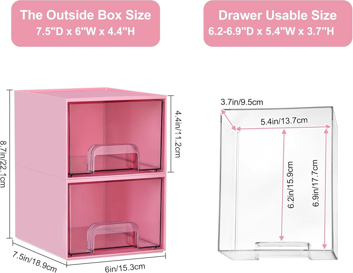 Vtopmart 10 Pack Small Clear Stackable Storage Drawers, Acrylic Bathroom Makeup Organizer, Plastic Storage Bins For Vanity, Undersink, Kitchen Cabinets, Pantry, Home Organization