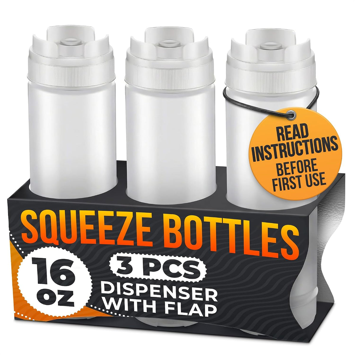BURIUS Inverted Condiment Squeeze Bottles 16 oz for Sauces, Honey