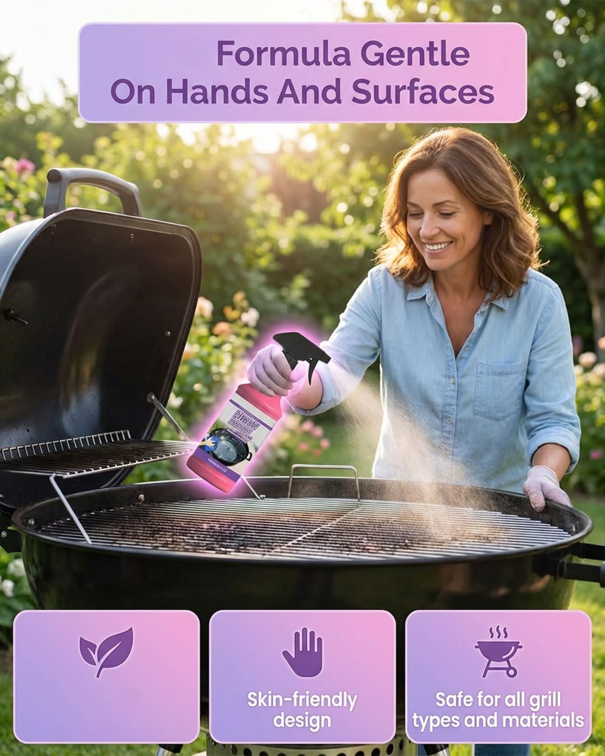 Fast-Acting Heavy-Duty Grill Degreaser Spray, Bbq Grill Cleaner,Grill Cleaner For Outdoor Grills, All Purpose Heavy Duty Cleaner for Burnt Food & Grease
