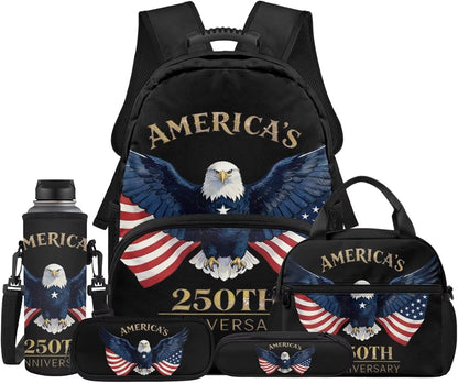 Highland Cow Backpack with Lunch Box Set for Kids Sunflower School Backpack for Girls Boys Back to School Bag Student Travel Backpacks Reusable Utensils Pen Case Water Bottle Bag 5PCS