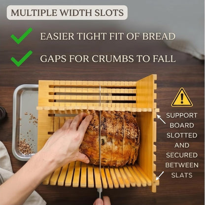 Bamboo Bread Slicer Guide Cutter For Homemade Bread, Sourdough, Bagel, Loaf