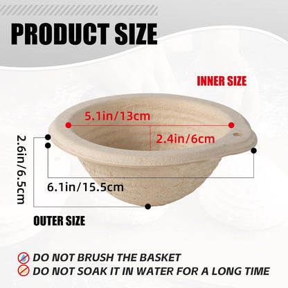 12-Pack Mini Banneton 5" Round Proofing Basket w/Liner