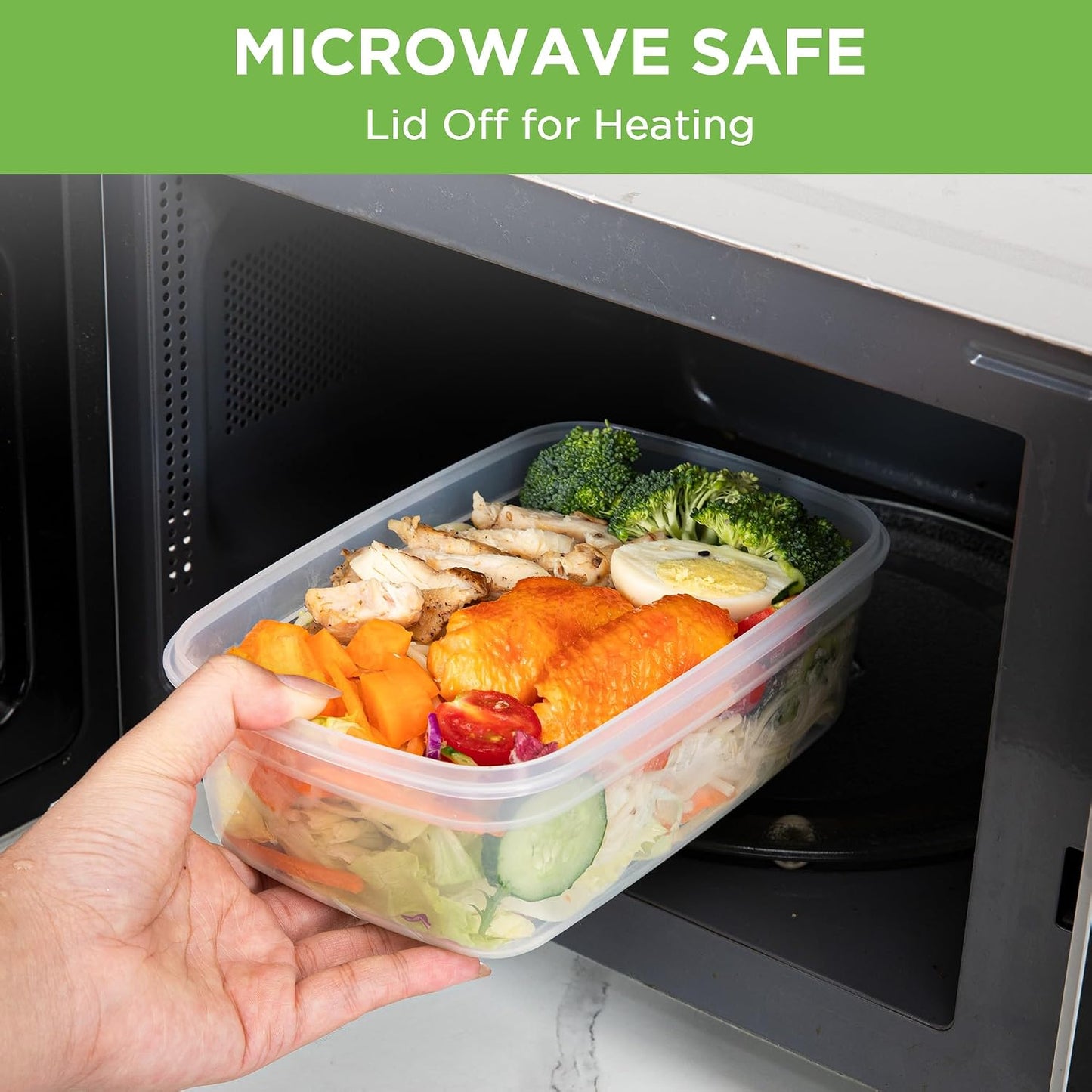 10-Pack Food Storage Containers with Airtight Leakproof Lids, BPA-Free Meal Prep Containers for Microwave/Dishwasher/Freezer, Green, 47.3oz Each