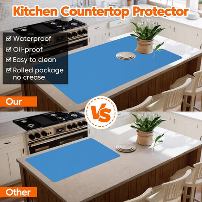 Extra Large Silicone Mat, 84”x24” Heat Resistant Mats for Countertop, Cuttable Waterproof Kitchen Counter Mat, Multipurpose Countertop Protector Mat, Silicone Mats for Kitchen Counter (Translucent)