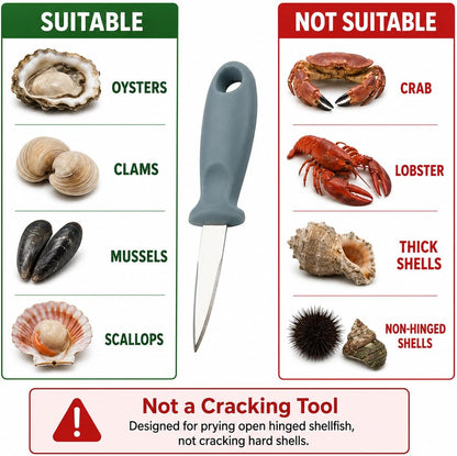 Cabilock Oyster Shucking Knife, Stainless Steel Oyster Shucker with Plastic Handle, Non-slip Clam Opener, Seafood Opening Tools for Shellfish