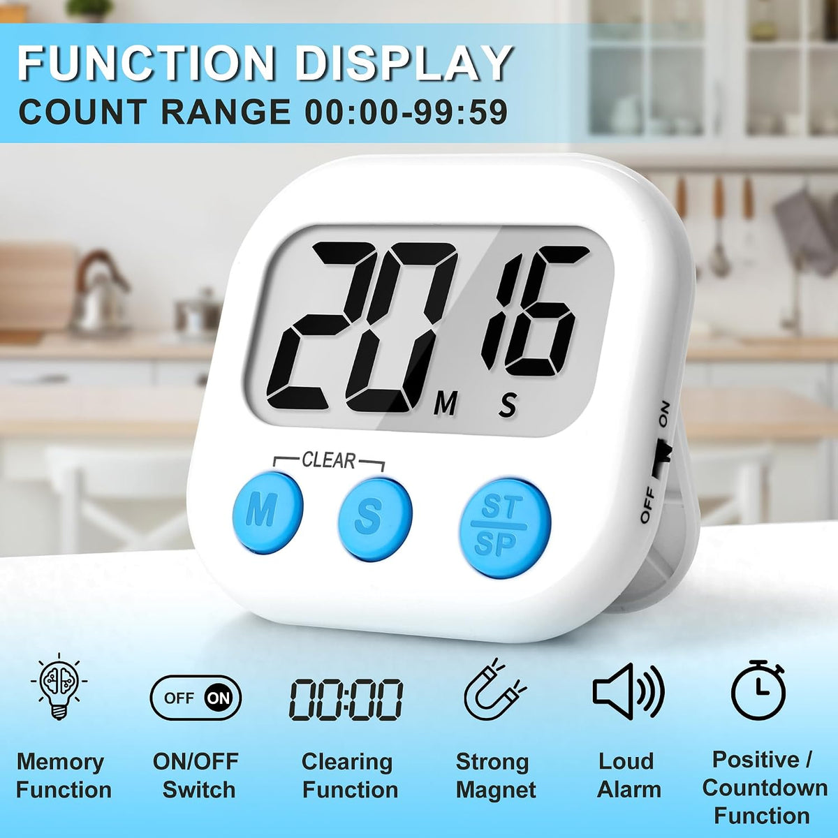 ZILLEEN Classroom Timer for Kids Teachers Digital Timers Blue Green