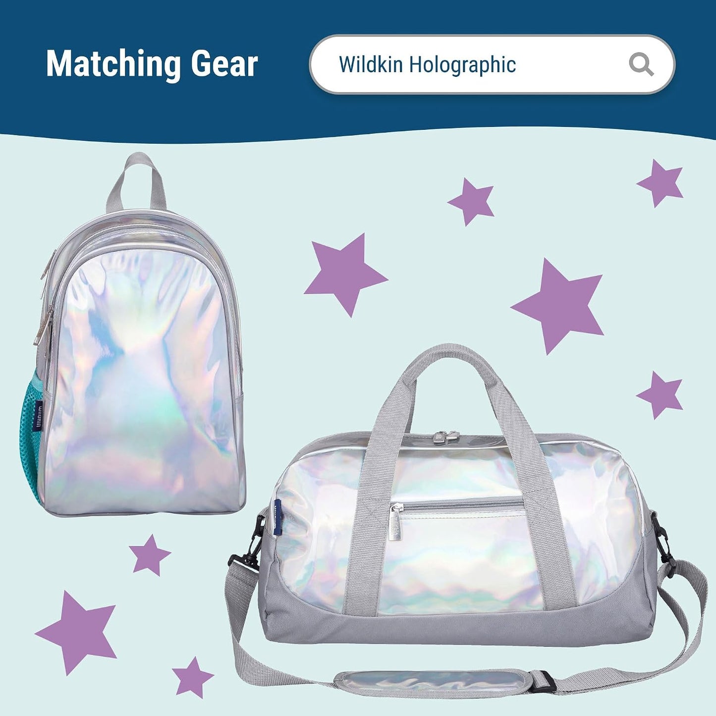 Wildkin Kids Insulated Lunch Box, Keeps Food Hot or Cold, BPA-Free with Mesh Pockets & Easy-Clean Lining – Ideal for School, Travel & Daycare – Holographic