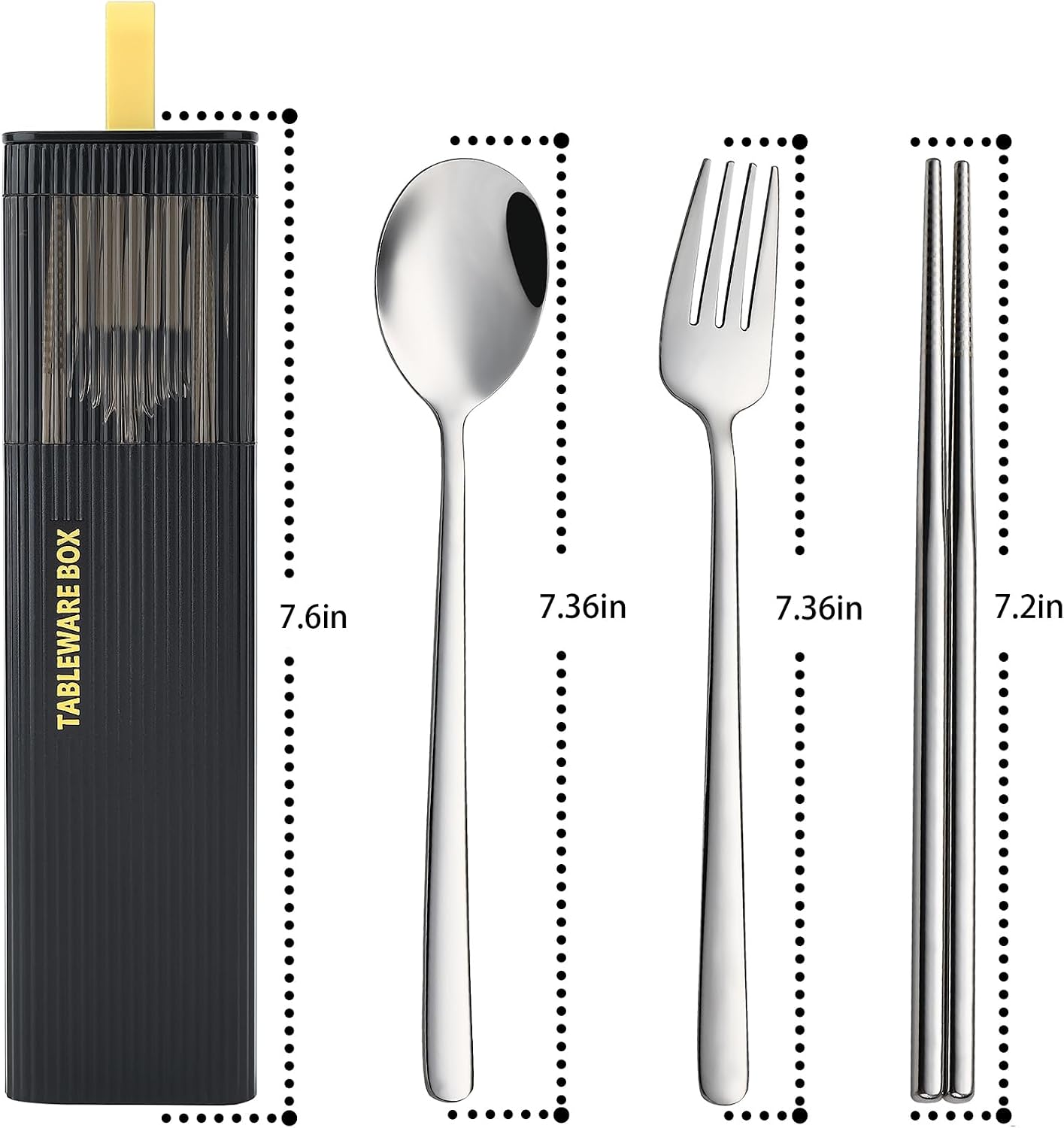 DEVICO Travel Utensils with Case, 18/8 Stainless Steel Reusable Silverware Set for Lunch Box, Portable Cutlery Set, Fork and Spoon Set for Camping, Lunch, Picnic, Workplace, School (Green)