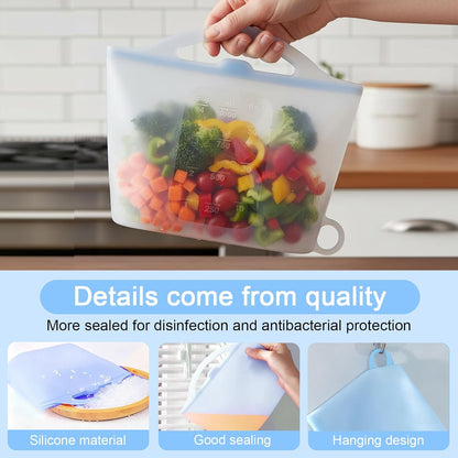 3-Piece Silicone Food Storage Containers Set Leakproof Reusable Kitchen Pantry Freezer Organization Stackable(Transparent)