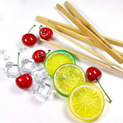 8 Pcs Bamboo Tongs for Toaster, Wooden Toaster Tongs, 7 Inches Mini Wood Cooking Tongs, Reusable Bamboo Toast Tongs, Anti-slip Bamboo Serving Tongs for Salad Toast Bread Fruits Pickles BBQ