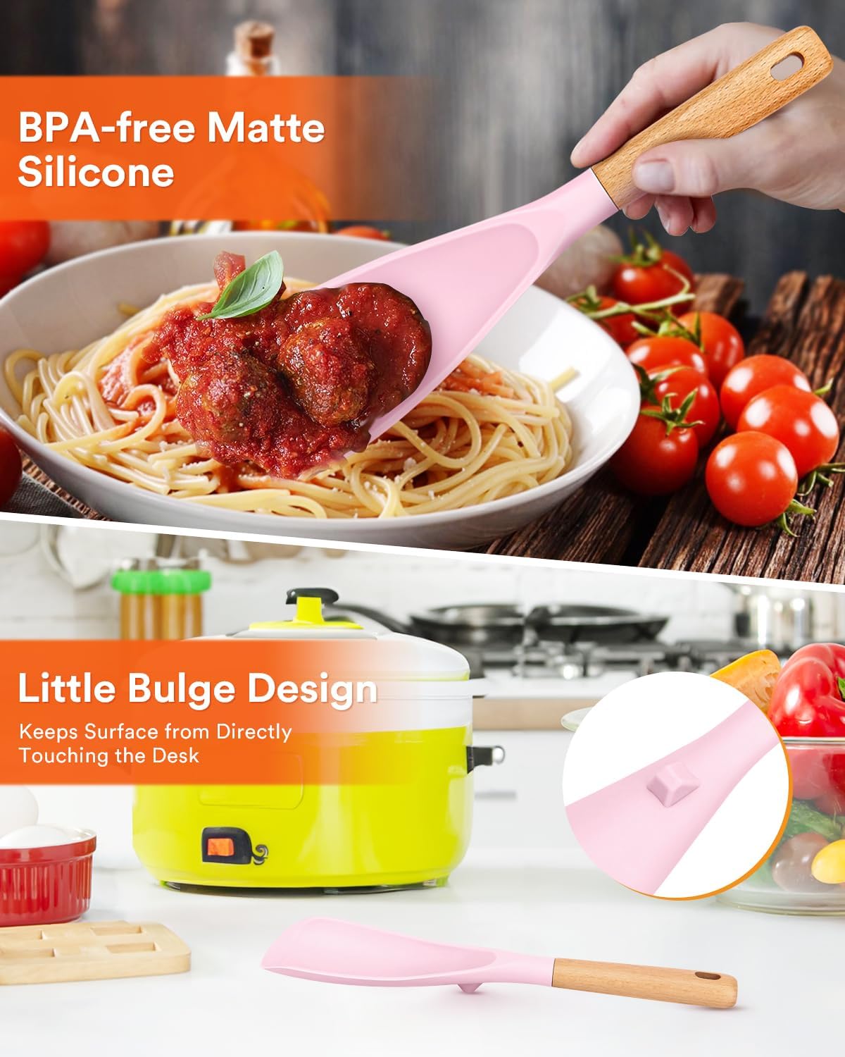 Badiano Cooking Spoon and Rice Scooper for Nonstick Cookware,Multi-function
